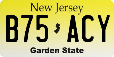 NJ license plate B75ACY