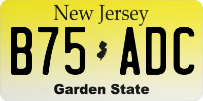 NJ license plate B75ADC