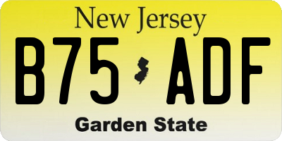 NJ license plate B75ADF