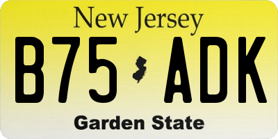 NJ license plate B75ADK
