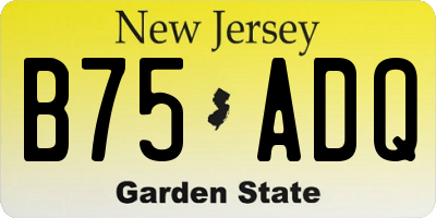 NJ license plate B75ADQ