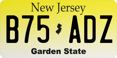 NJ license plate B75ADZ