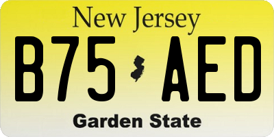 NJ license plate B75AED