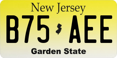 NJ license plate B75AEE