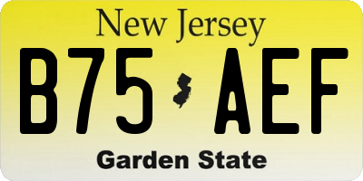 NJ license plate B75AEF