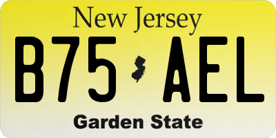 NJ license plate B75AEL