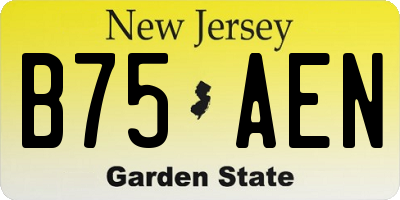NJ license plate B75AEN