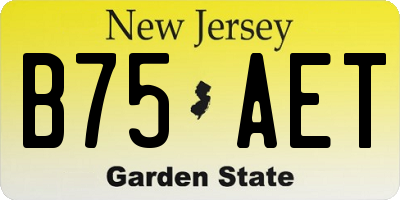 NJ license plate B75AET