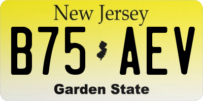 NJ license plate B75AEV