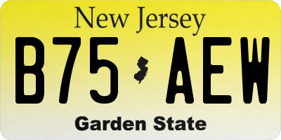 NJ license plate B75AEW