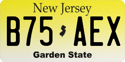 NJ license plate B75AEX