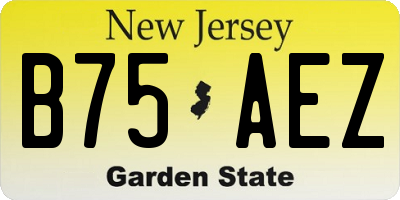 NJ license plate B75AEZ
