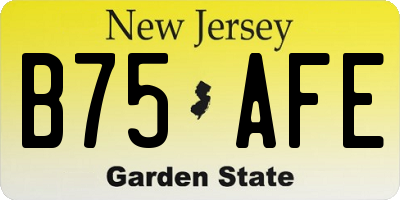 NJ license plate B75AFE