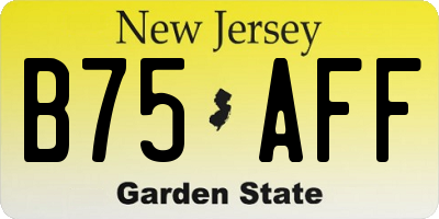 NJ license plate B75AFF