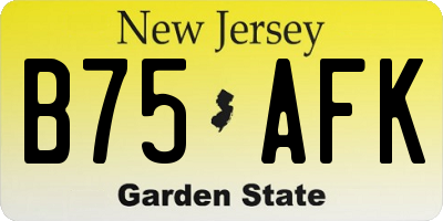NJ license plate B75AFK
