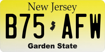 NJ license plate B75AFW
