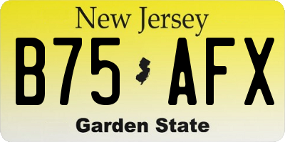 NJ license plate B75AFX