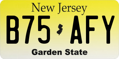NJ license plate B75AFY