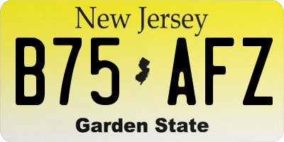 NJ license plate B75AFZ