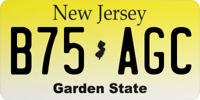 NJ license plate B75AGC