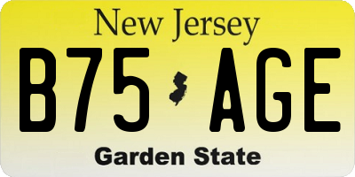 NJ license plate B75AGE