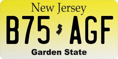 NJ license plate B75AGF