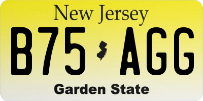 NJ license plate B75AGG