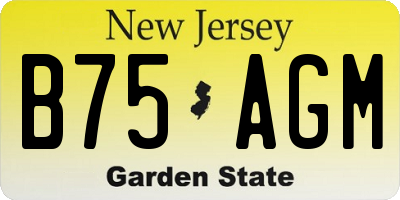 NJ license plate B75AGM