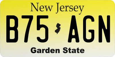 NJ license plate B75AGN