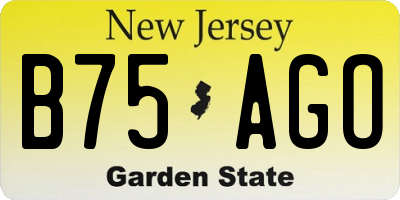 NJ license plate B75AGO