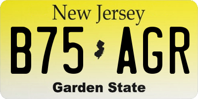 NJ license plate B75AGR