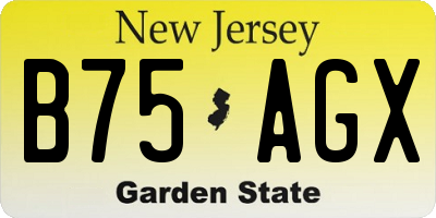 NJ license plate B75AGX