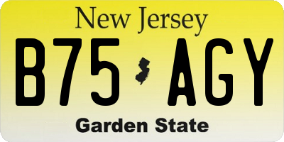 NJ license plate B75AGY