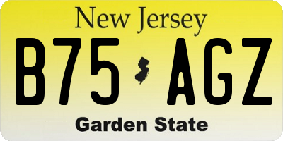 NJ license plate B75AGZ