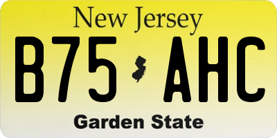 NJ license plate B75AHC