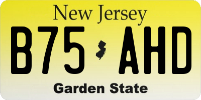 NJ license plate B75AHD