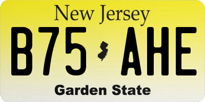 NJ license plate B75AHE