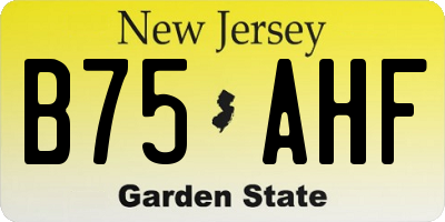 NJ license plate B75AHF