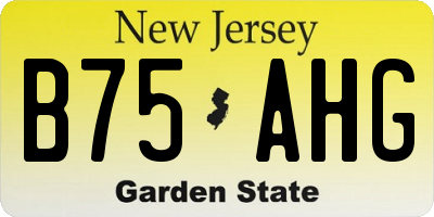 NJ license plate B75AHG