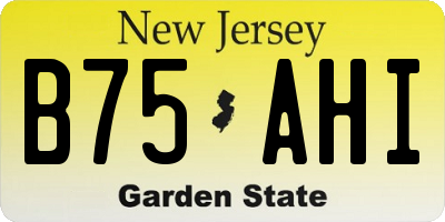 NJ license plate B75AHI