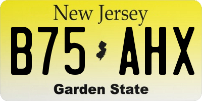 NJ license plate B75AHX