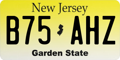 NJ license plate B75AHZ
