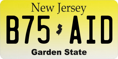 NJ license plate B75AID