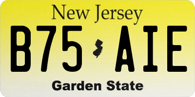 NJ license plate B75AIE