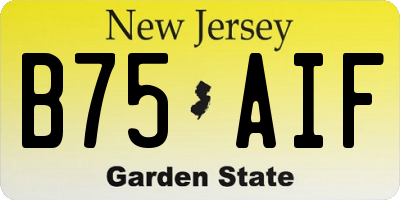 NJ license plate B75AIF