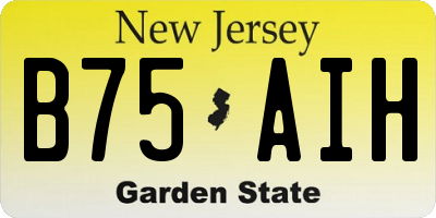NJ license plate B75AIH