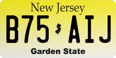 NJ license plate B75AIJ
