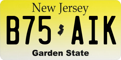 NJ license plate B75AIK