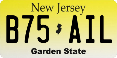 NJ license plate B75AIL