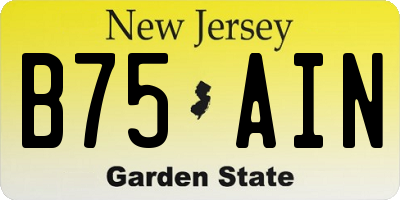 NJ license plate B75AIN